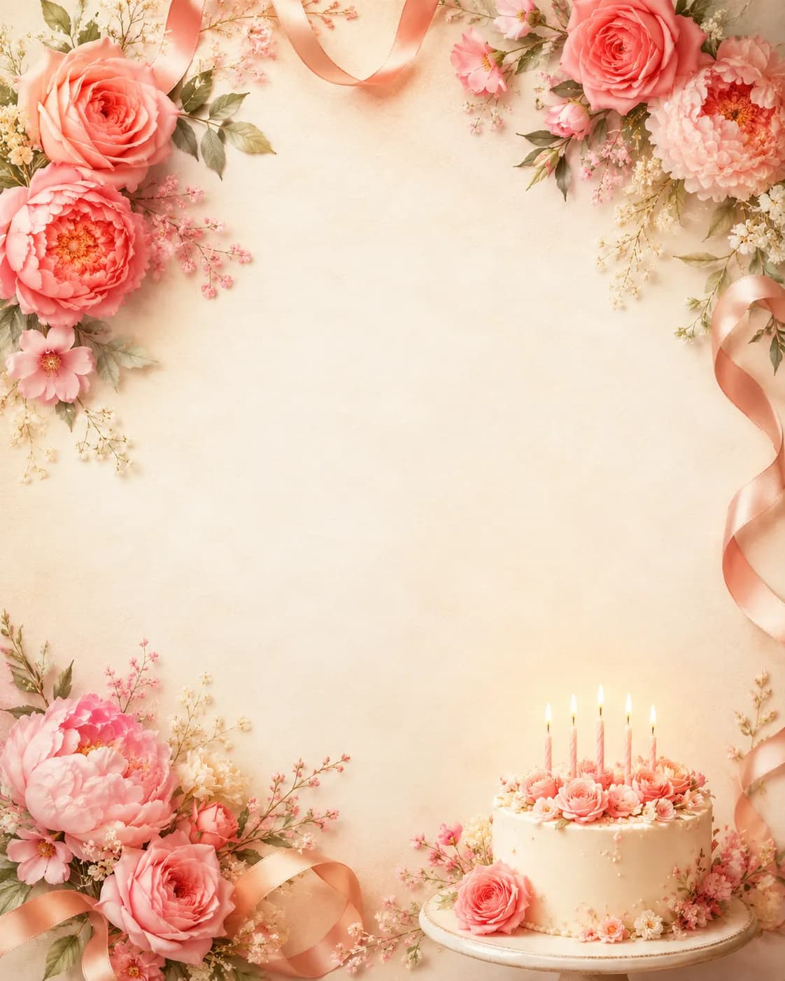 Soft floral birthday card template preview