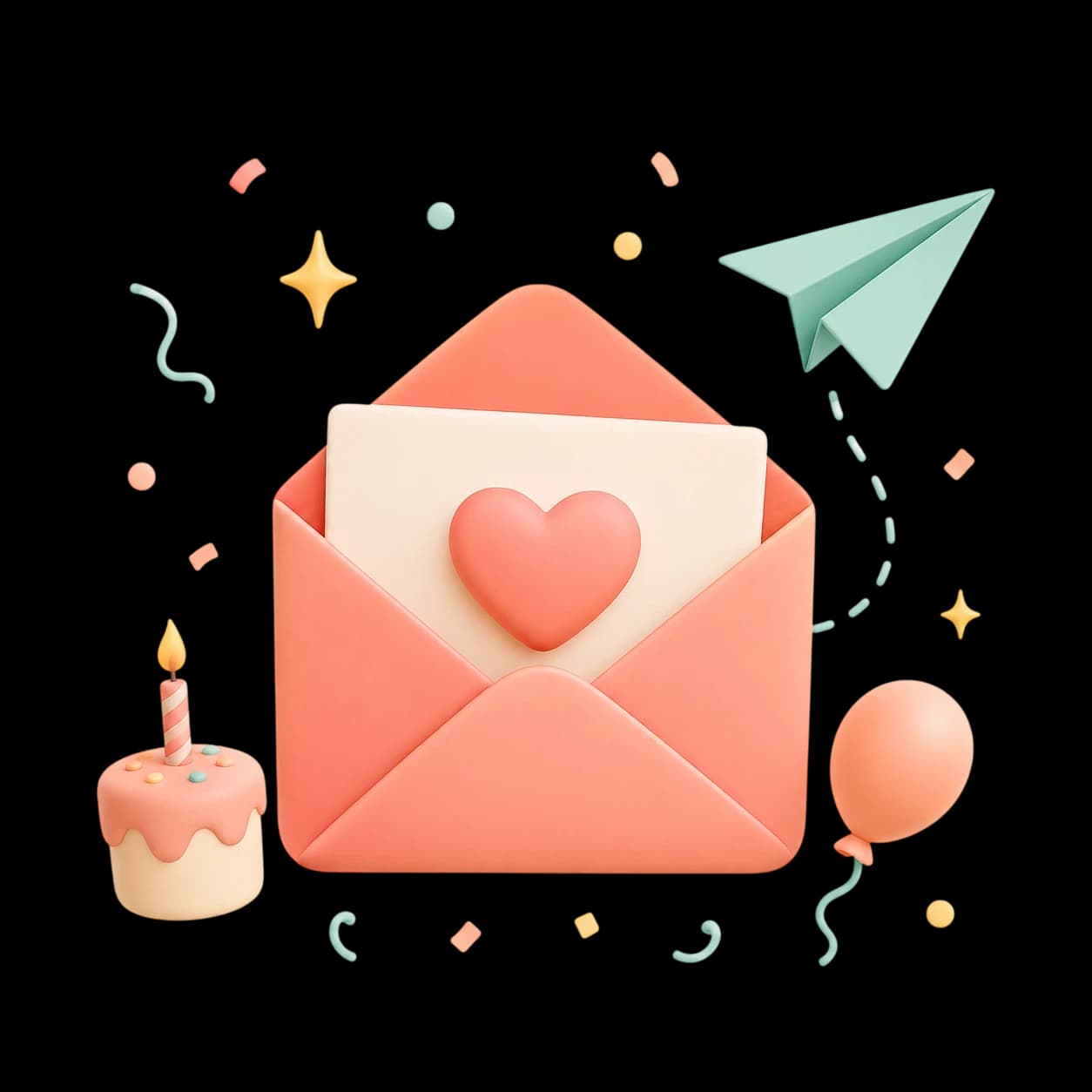 Downloading and sharing a finished birthday card