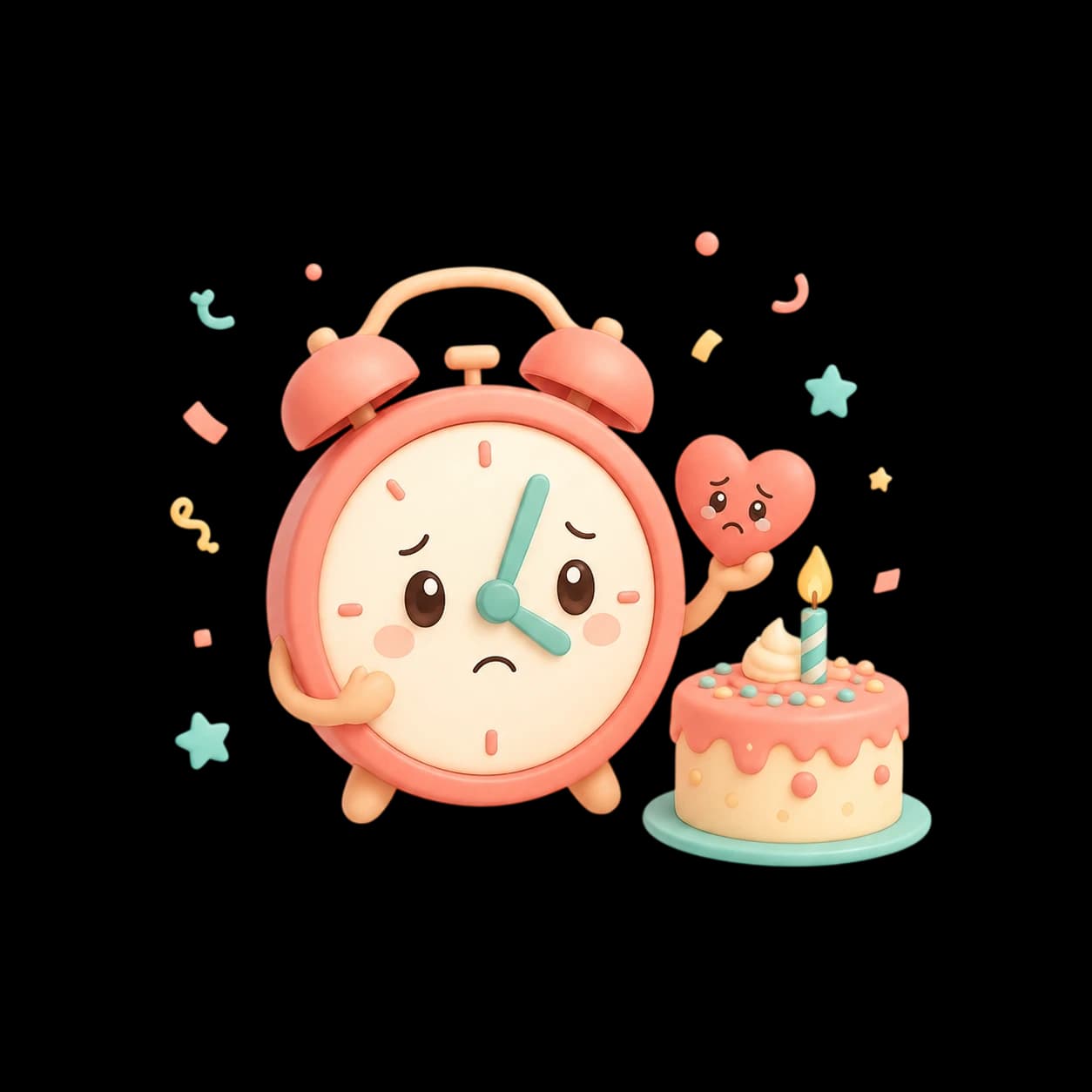 Belated birthday wishes card illustration