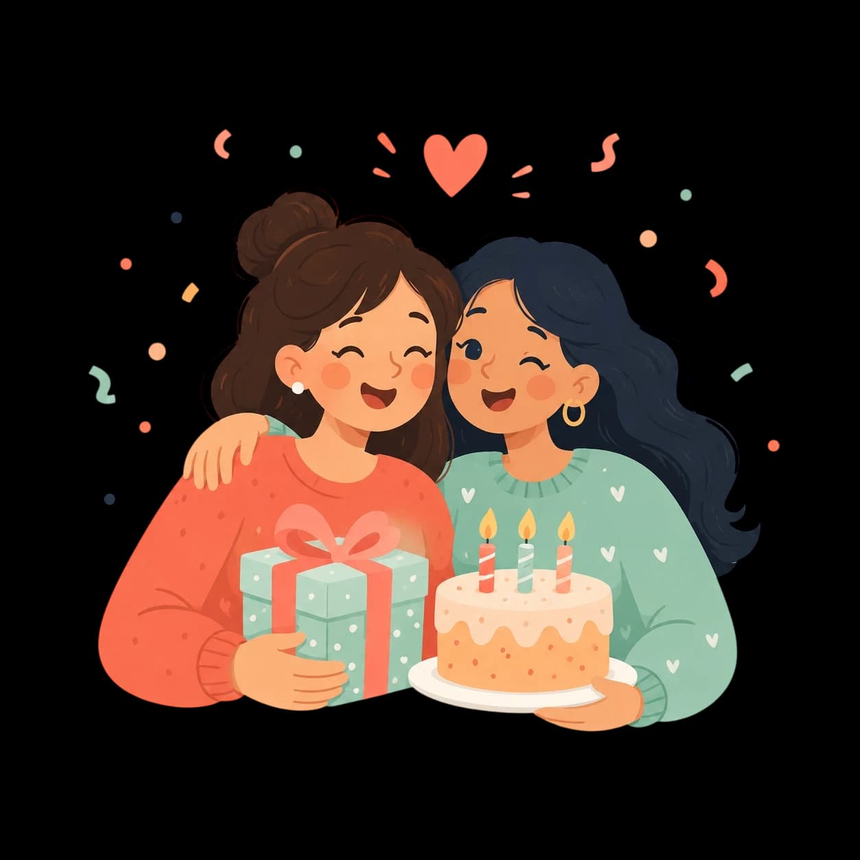Birthday wishes card illustration for a friend