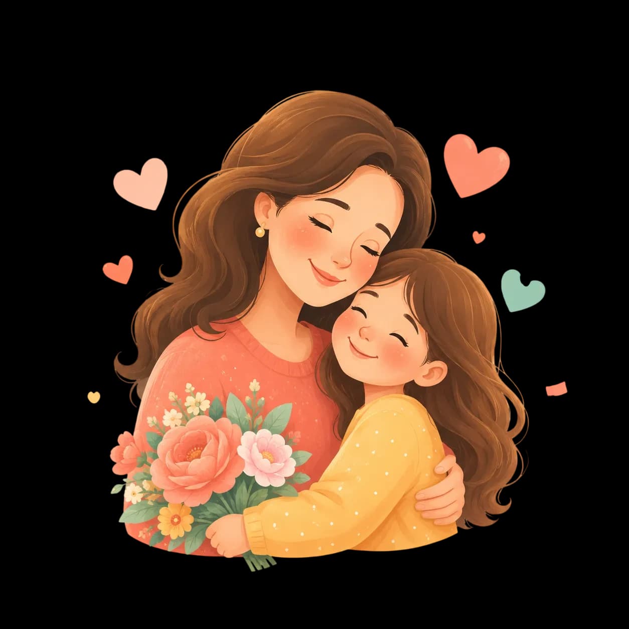 Birthday wishes card illustration for mom